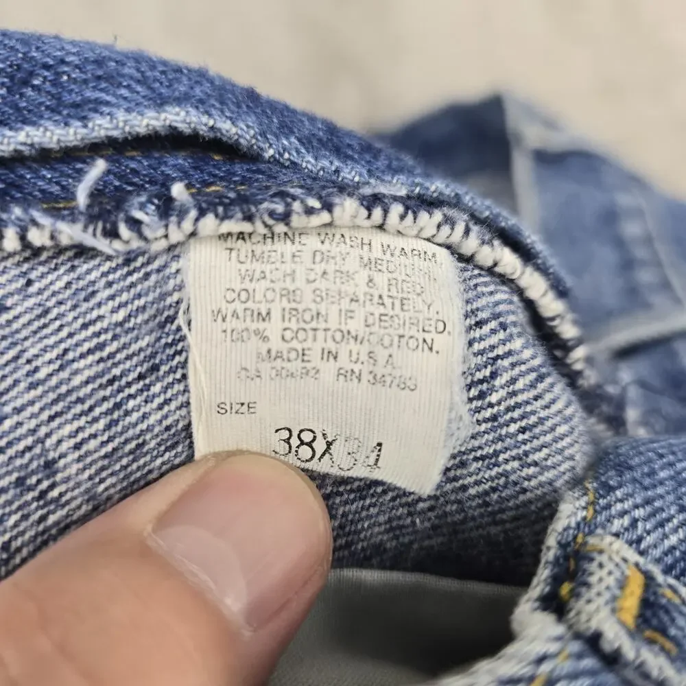Vintage Lee Riders Jeans Mens Fits 35x32 Blue Acid Wash Union Made in USA